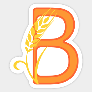 Stylized typography with capital letter B isolated monogram and plant decoration Sticker